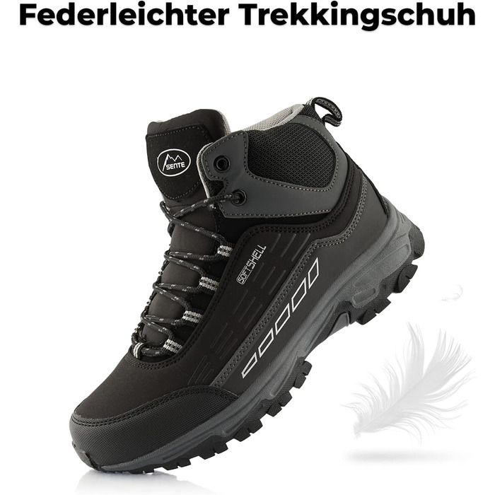 Черевики для ходьби жіночі та чоловічі, водонепроникні зимові черевики (36 EU, чорний, сірий)