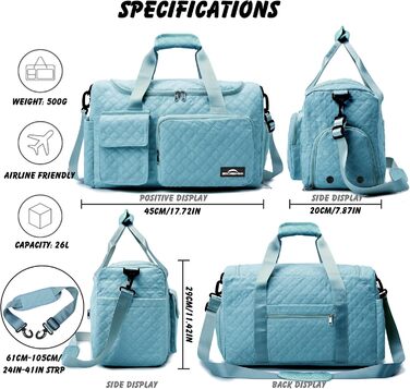 Спортивна сумка для жінок та чоловіків з відділенням для взуття та мокрих речей, водонепроникна сумка для подорожей, йоги, плавання та залу (Колір: Teal)