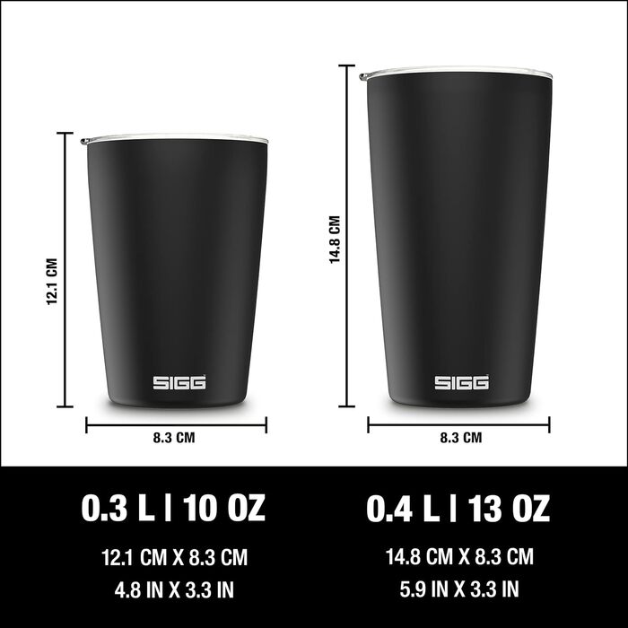 Термочашка SIGG Neso Pure Ceram чорна 0.4 л з кришкою Tritan, нержавіюча сталь 18/8, BPA-free, легка, придатна для миття в посудомийній машині