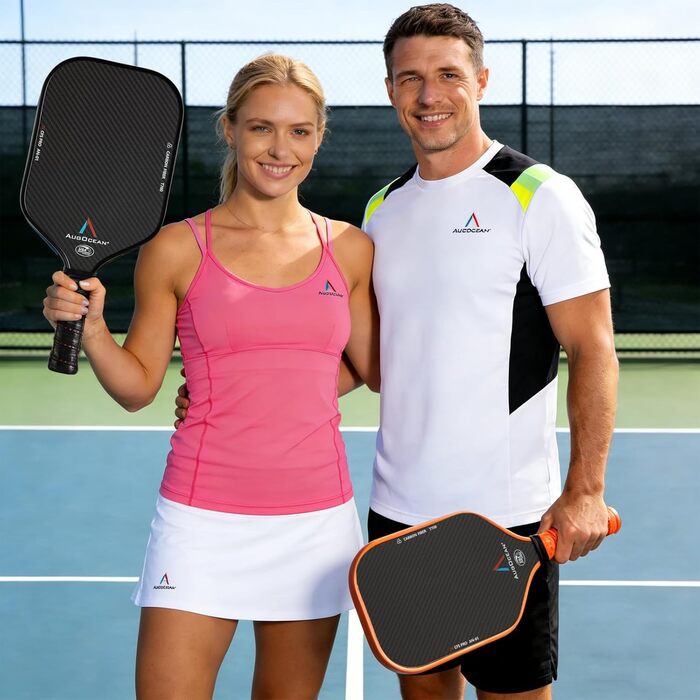 Набір ракет для піклболу Pro, 2 шт., 3K карбон, 16 мм, USAPA, чорно-коричневий