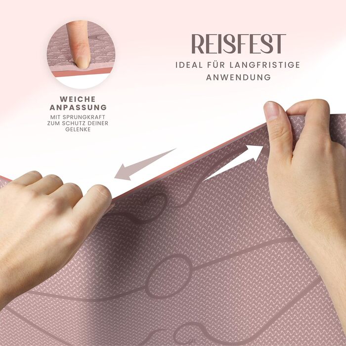 Йога-килимок Yogii 6 мм, протиковзкий TPE килимок для йоги, пілатесу та фітнесу з лініями розмітки, Nude / Старорожевий