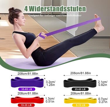 Набір еластичних стрічок для фітнесу та реабілітації, з анкерами, ручками, сумкою та порадами. Ідеально для силових тренувань, йоги та фізіотерапії.