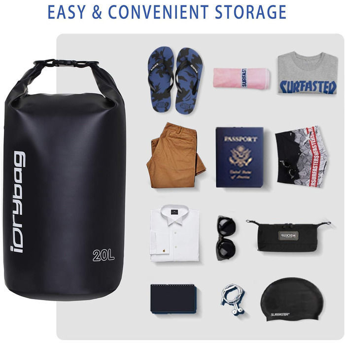 Водонепроникний мішок IDRYBAG 20L: для каякінгу, сплавів, відпочинку на пляжі та подорожей