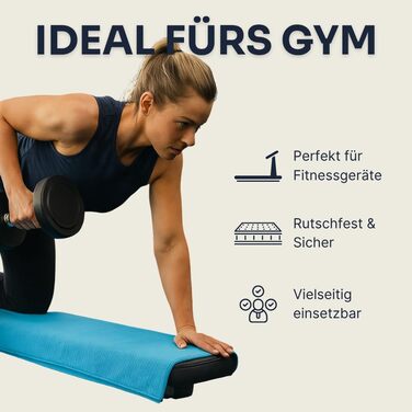 Рушник для фітнесу YUMUVE 125x50 см - спортивний рушник з покриттям для обладнання - неслизький & швидковисихаючий - мікрофібра, рифлена тканина - ідеально для спортзалу, тренажерного залу, йоги, тренувань - 5 кольорів (синій)