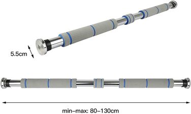 Турнік для дверей Klimmzugstange: регульований, 80-130 см, 150 кг, сірий