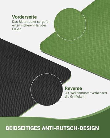 Йога мат для жінок Good Nite: неслизька поверхня, товщина 6 мм, 183x61 см, з чохлом, для йоги, пілатесу, фітнесу, зелено-чорний колір