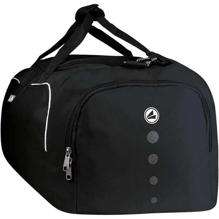 Спортивна сумка JAKO Classico Junior чорна 45x30x30 см для чоловіків, з внутрішньою кишенею, містким основним відділенням на двосторонній блискавці та сітчастою кишенею
