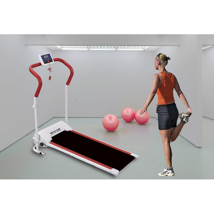 Біговий тренажер ECO-DE з LCD-дисплеєм, 1-10 км/год, 500 Вт, магнітна система безпеки, складаний, білий