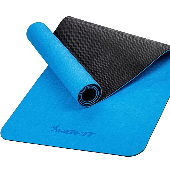 Килимок для гімнастики та йоги MOVIT, 190x100 см / 190x60 см, 0.6 см, антиковзкий, гіпоалергенний, 12 кольорів