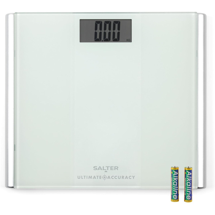 Електронна ваги для зважування Salter 9009 WH3R, 180 кг, матова поверхня, точність 50 г, великий дисплей, Step-On технологія