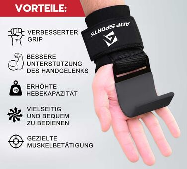 Набори гаків для важкої атлетики AQF – нековзні ручки з гумовим покриттям, 8 мм неопренова підкладка, гаки для підйому штанги для чоловіків та жінок (пара), ідеальні для ременів для тяги та силових видів спорту (сірий)