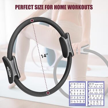 Pilates Essentials Kit ROSAPOAR для жінок: кільце для пілатесу 35 см, м'яч для йоги та еспандери – набір для домашніх тренувань, тонування та скульпторування корпусу