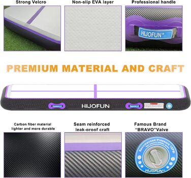 Надувна гімнастична мат для акробатики та кікбоксингу, 3/4/5/6 метрів, 20 см заввишки