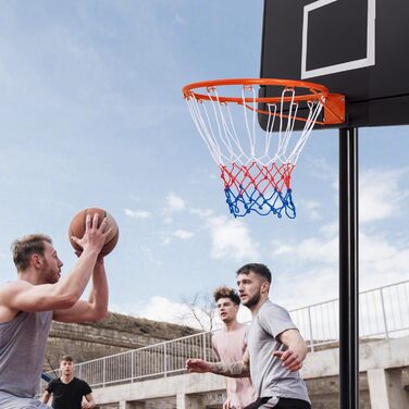 Баскетбольне кільце Gymax Ø 45/37 см з сіткою та кріпленням для вулиці та залу