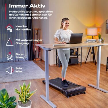 Sportstech Walking Pad: біговий килимок для дому та офісу, регулювання нахилу до 19%, LED-дисплей, компактний, тихий, з App, sPad500/1000