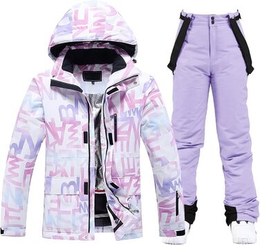 Жіночий комплект гірськолижний: куртка та штани ASOGO. Водонепроникний, дихаючий, вітрозахисний. Знімний капюшон. Для катання на лижах та сноуборді. Розмір L, колір: фіолетовий