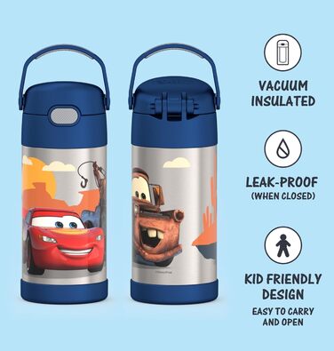 Дитяча термобутилка THERMOS FUNTAINER 355 мл з трубочкою, нержавіюча сталь, Cars