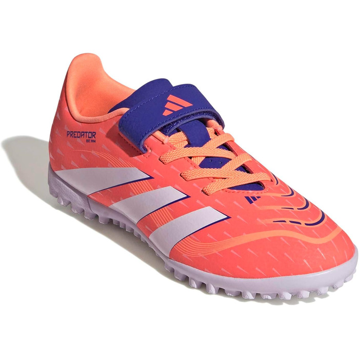 Дитячі футбольні бутси adidas Predator Club Turf для штучного поля, унісекс, розмір 21.5 см, колір: кораловий/білий/оранжевий