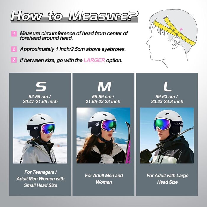 Шолом та маска для гірськолижного спорту Odoland: комплект для жінок та чоловіків, захист UV 400, стійкість до вітру, градієнт рожевого кольору, розмір M (55-59 см)