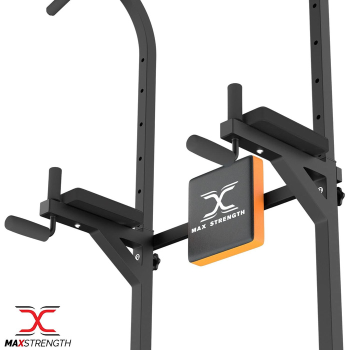 MAXSTRENGTH Багатофункціональний турнік-стійка для віджимань, вертикальне піднімання колін, турнік для підтягувань, чорний