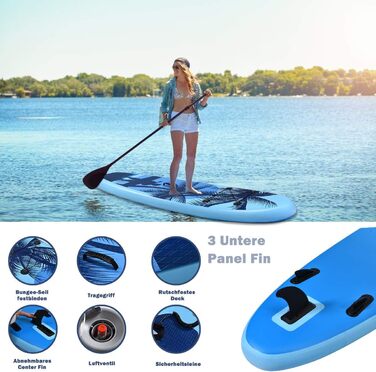 Надувна SUP-дошка COSTWAY з веслом, ременем безпеки, насосом, центральним кілем, рюкзаком і ремкомплектом для веслування стоячи