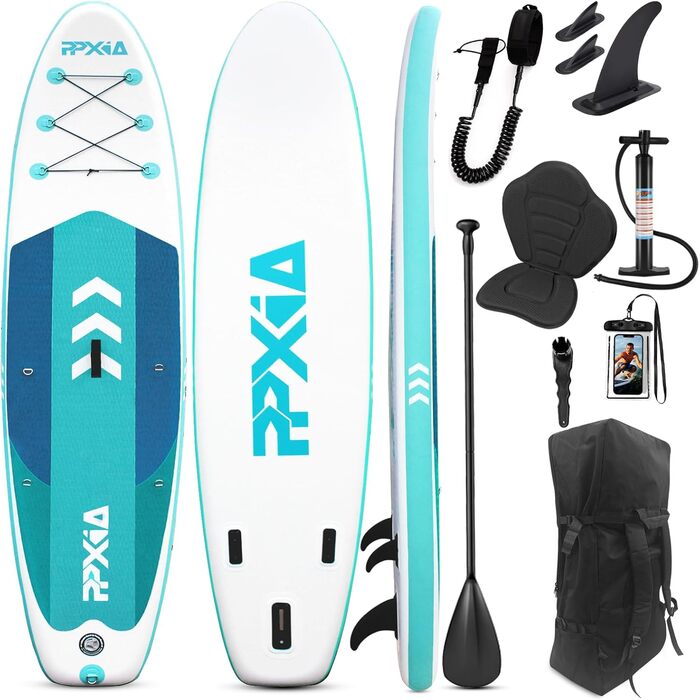 Надувний SUP Board (Stand Up Paddle Board) для дітей та дорослих, 320/335x84x15 см, до 200 кг, комплект з аксесуарами, м'ятний колір