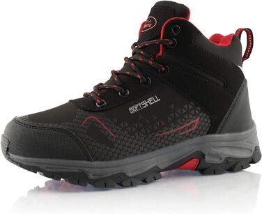 Черевики для туризму жіночі та чоловічі, зимові, водовідштовхувальні, чорно-червоні (36 EU)