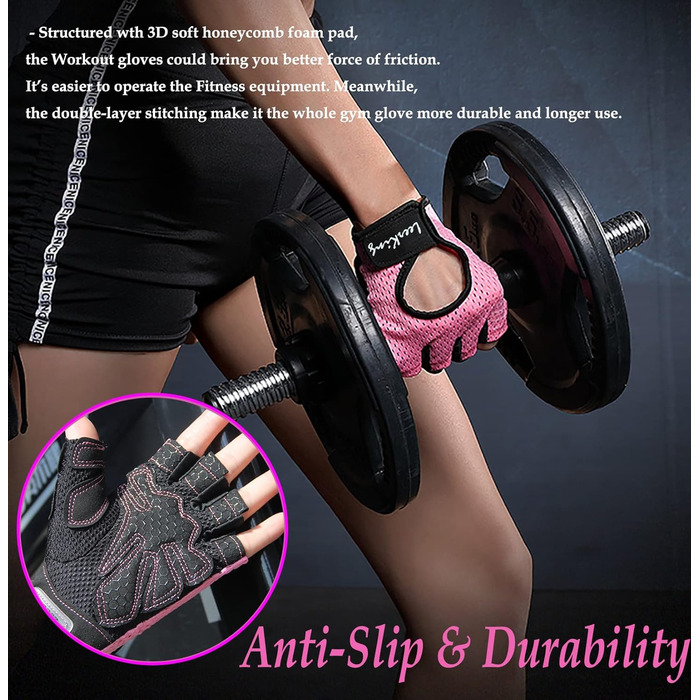 Рукавички для фітнесу LeerKing: дихаючі спортивні рукавички для занять у залі, йоги, велоспорту та бігу (рожеві)
