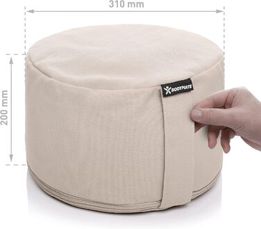 Подушка для йоги та медитації BODYMATE кругла бежева, 31 см, висота 20 см. Наповнювач - лушпина гречки, чохол з бавовни. Сідальний килимок.
