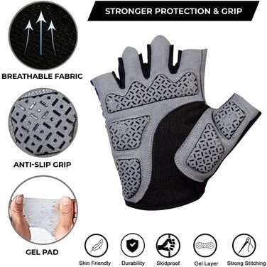 Фархівські велоперчатки FDX напівпальцеві, чорні, XL: дихаючі, з гелевою підкладкою, захист від ударів, для MTB та шосе