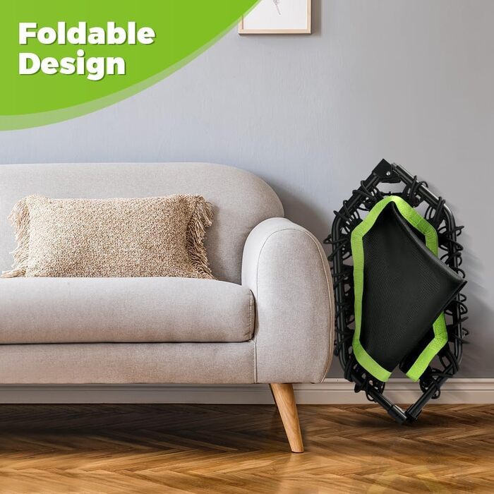 Трамплін ONETWOFIT складний для дорослих, 107 см, міні-фітнес, з регульованими ручками та пружинами, тихий, для дому (зелений)