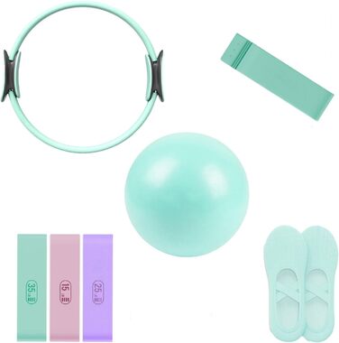 Набір для пілатесу: коло 14', стрічки опору, м'який фітнес-м'яч, шкарпетки з нековзким покриттям, тренажер для дому, для жінок та початківців, для тонусу, гнучкості та сили корпусу
