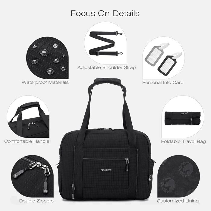 Спортивна сумка-рюкзак SPAHER 40x30x20 для ручної поклажі Wizzair/Vueling (сіро-чорна)