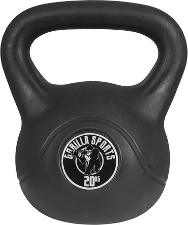 Kettlebell GORILLA SPORTS, пластикова гиря для фітнесу, різні ваги 2-20 кг, з/без підставки