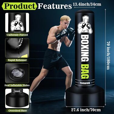 Надувний боксерський мішок для дорослих, стоячий боксерський мішок, самостійний мішок для кікбоксингу, обладнання для тренувань MMA, Муай Тай, фітнесу, ударної сили, стиль A