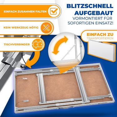 KESSER® Багатофункціональний стіл Profi 3-частини 100x60 см, білий - розкладний стіл для дому, ярмарку, кемпінгу, з навантаженням до 90 кг