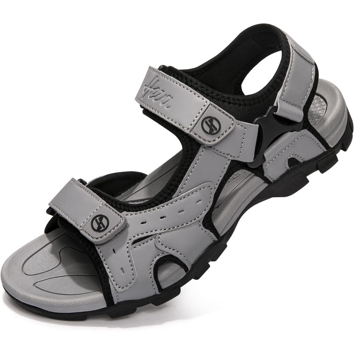 Чоловічі сандалі HEVA з натуральної шкіри для активного відпочинку, трекінгу та піших прогулянок (44 EU, сірі)