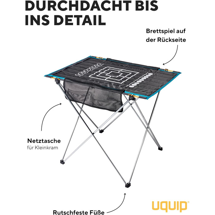 Стіл кемпінговий Uquip Liberty L Grey 58x65x80 см - алюмінієвий складаний стіл для пікніка, кемпінгу, фестивалів та саду (вантажність 30 кг)