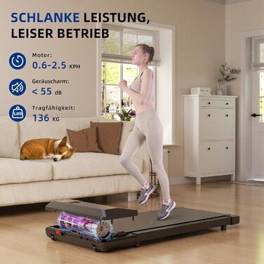 Lacuffy Raceable Walking Pad: Тиха ходунка з LCD-дисплеєм та керуванням через додаток, до 136 кг, для офісу та дому, з крокомером