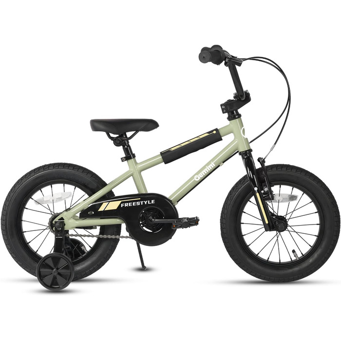 Дитяче велосипед BMX AVASTA 12/14/16 дюймів з додатковими колесами та підставкою для дітей 1-8 років, різні кольори, армійний зелений 16 дюймів