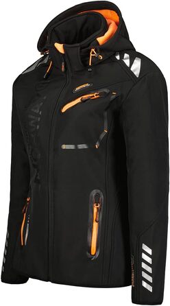Жіноча мембранна куртка Softshell Geographical Norway для спорту та активного відпочинку, водонепроникна outdoor-куртка (XL, чорно-помаранчева)