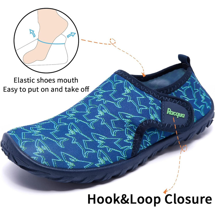 Дитячі шкарпетки-тапочки Raqua для плавання та відпочинку, розмір 28-37, дихаючі, Shark Hdk1602