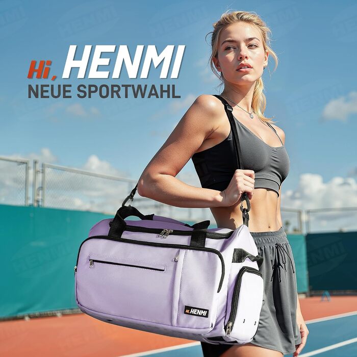 Спортивна сумка для подорожей HENMI 43L, універсальна дорожня сумка для чоловіків та жінок (Фіолетова)