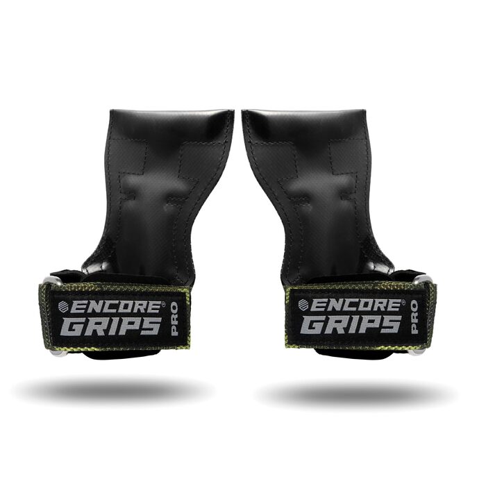 Лямки для силових тренувань та бодібілдингу Grip Pads з технологією обмотки та підтримкою долоні, колір зелений камуфляж (розмір L)