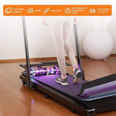 Складана бігова доріжка Walking Pad для дому до 136 кг з керуванням через додаток, підстільна бігова доріжка з режимом багатокористувацьких забігів