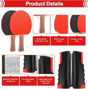 Набір для настільного тенісу: 2 ракетки, сітка, м'ячики, сумка