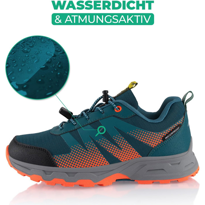 Водонепроникні трекінгові черевики для жінок та чоловіків, Trail Running, 44 EU, блакитний/помаранчевий