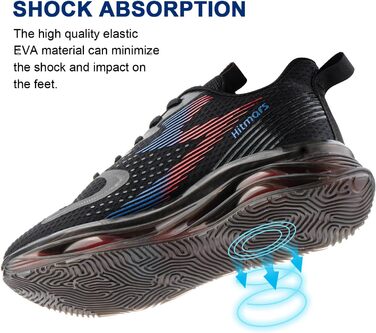 Кросівки для бігу Hitmars для чоловіків: спортивні, легкі, дихаючі, для бігу, фітнесу, вулиці, повсякденного носіння, чорно-червоні, розміри EU39-46