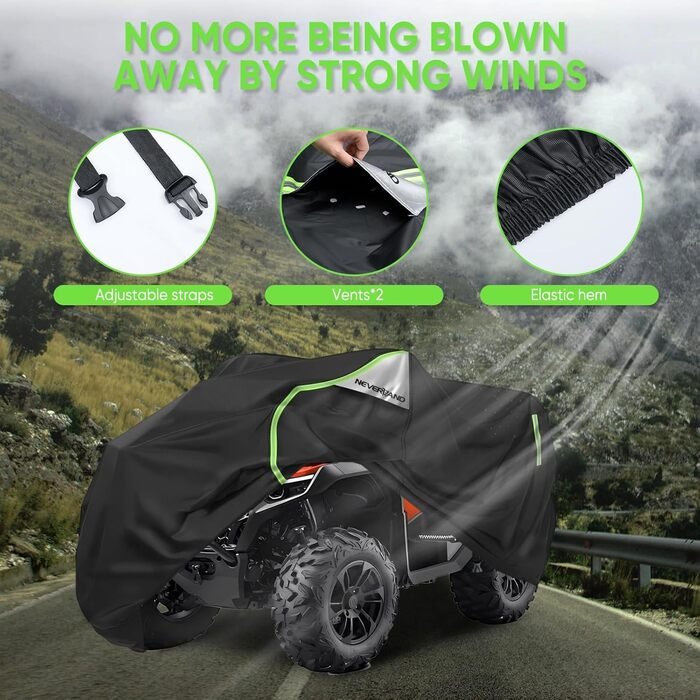 Чохол для квадроцикла NEVERLAND XXXL 256x110x120 см - захист від бруду, вологи, сонця та зимових умов. Оксфорд 210D, оранжевий, з фосфоресцентним покриттям.
