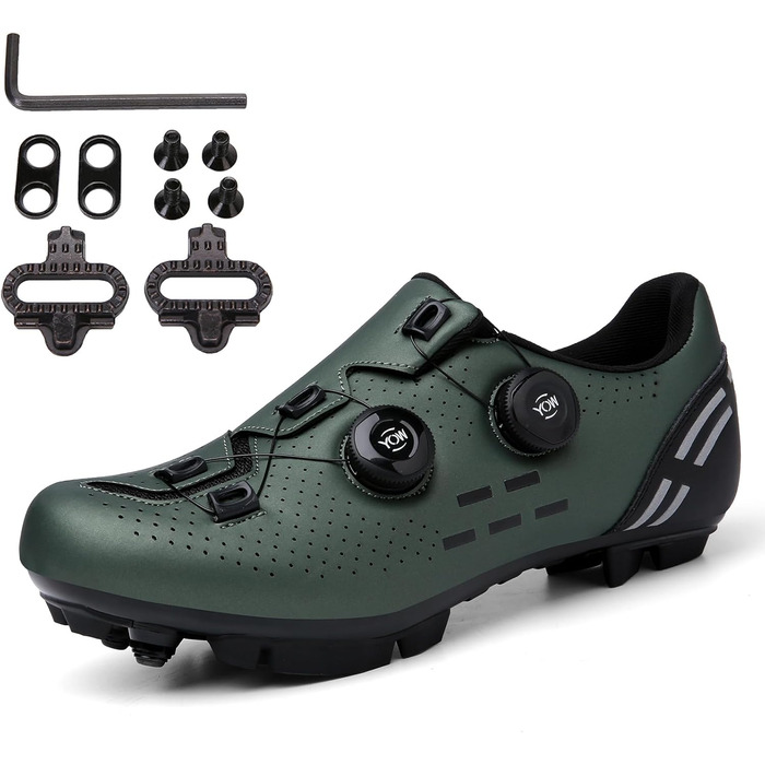 Велосипедні шкарпетки для чоловіків: MTB, шосе, маунтінбайк, з кріпленням для підошви 2 отвори, з пряжкою, 44 EU, зелені